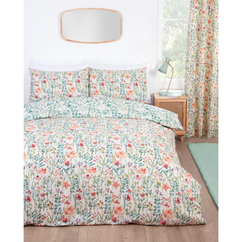 Amaryllis Multi Duvet Cover Set Cotton Blend Duvet Cover Set with Pillowcases, Single Duvet Cover + 2 Pillowcases