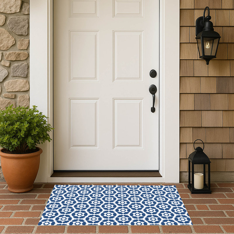 Cleo Outdoor Doormat, Blue, 17'' W x 24'' L
