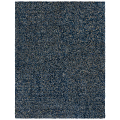 Chomitzki 101 Hand Tufted Imported Handspun Wool/Cotton No Pattern Indoor Use Only Rug in Dark Blue/Beige