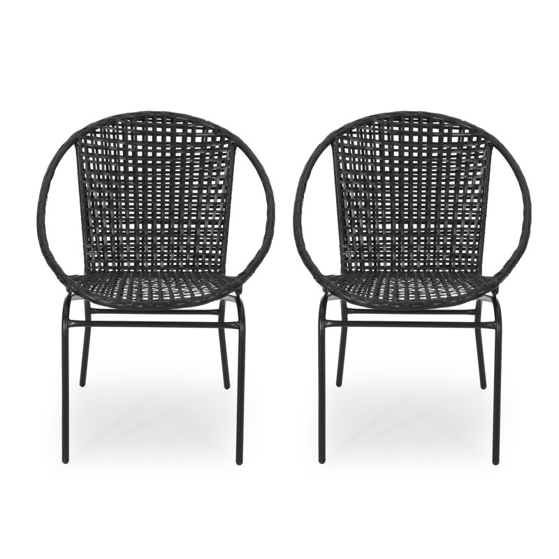 Desdemona Outdoor Modern Patio Chair, Black