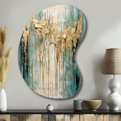Gilded Daydream VI - Art mural abstrait asymétrique en métal, sculpture de forme irrégulière