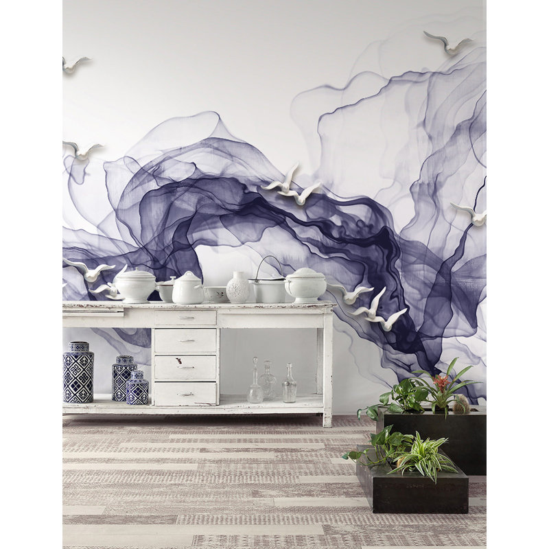 Papier peint abstrait en textile amovible smokes, L 49 po x l 75 po