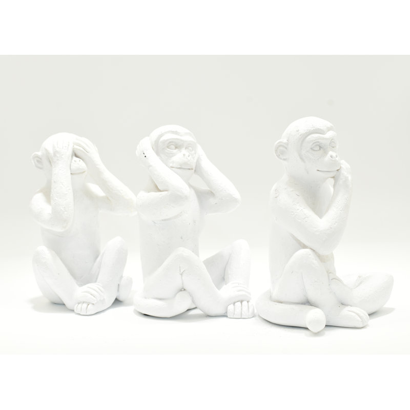 Sculpture Adam & Friends Home See No Evil, Hear No Evil, Speak No Evil | 3 pièces, Blanc