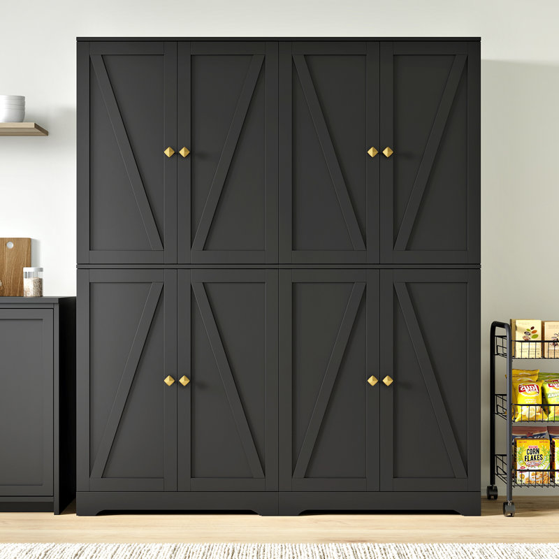 Armoire de rangement 72 po, Noir, noir, noir, noir