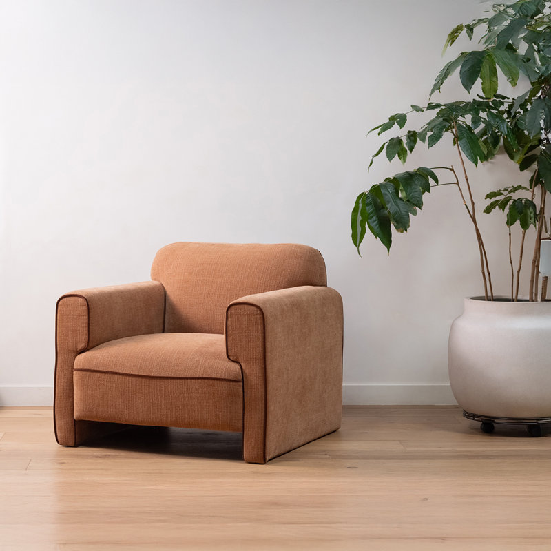 Leo Armchair, Solid Color, Brown