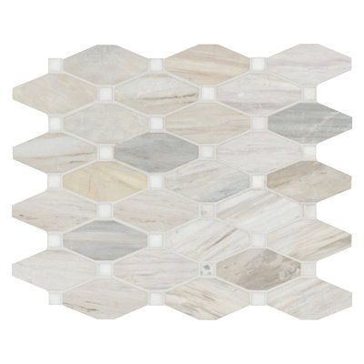 Auralie Octagon 12 in. x 13 in. Polished Marble Mosaic Floor and Wall Tile