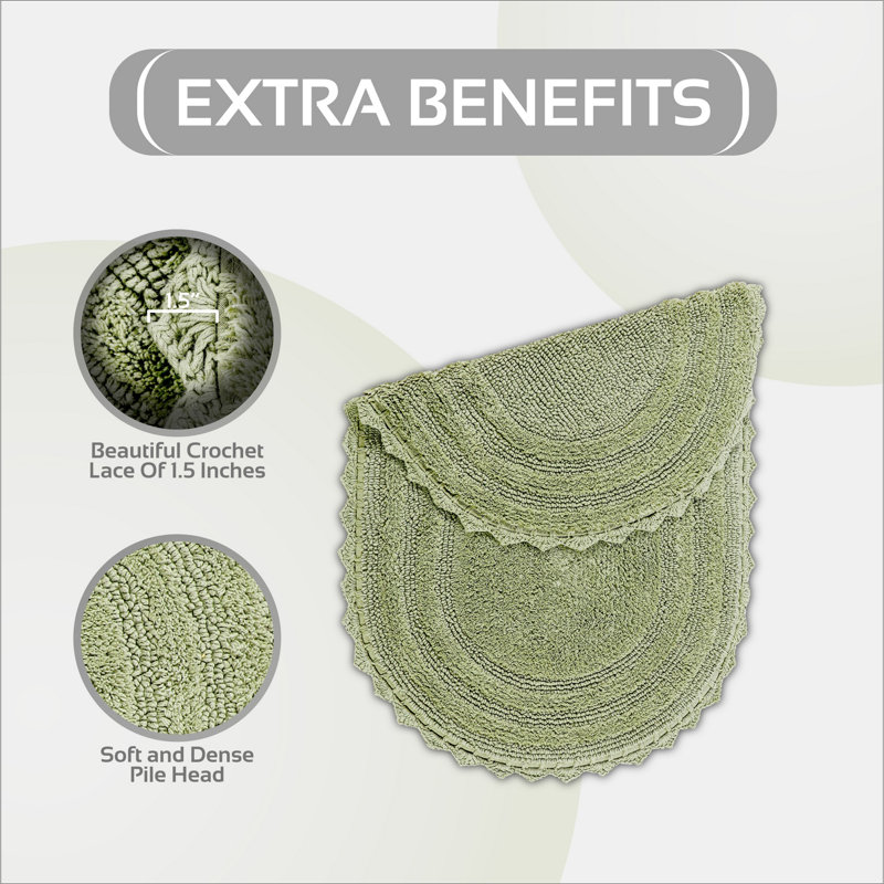 Tapis pour salle de bain réversible 100% coton Maxeys 1990 GSM Maxtys, Ovale 17 po x 24 po, Sauge