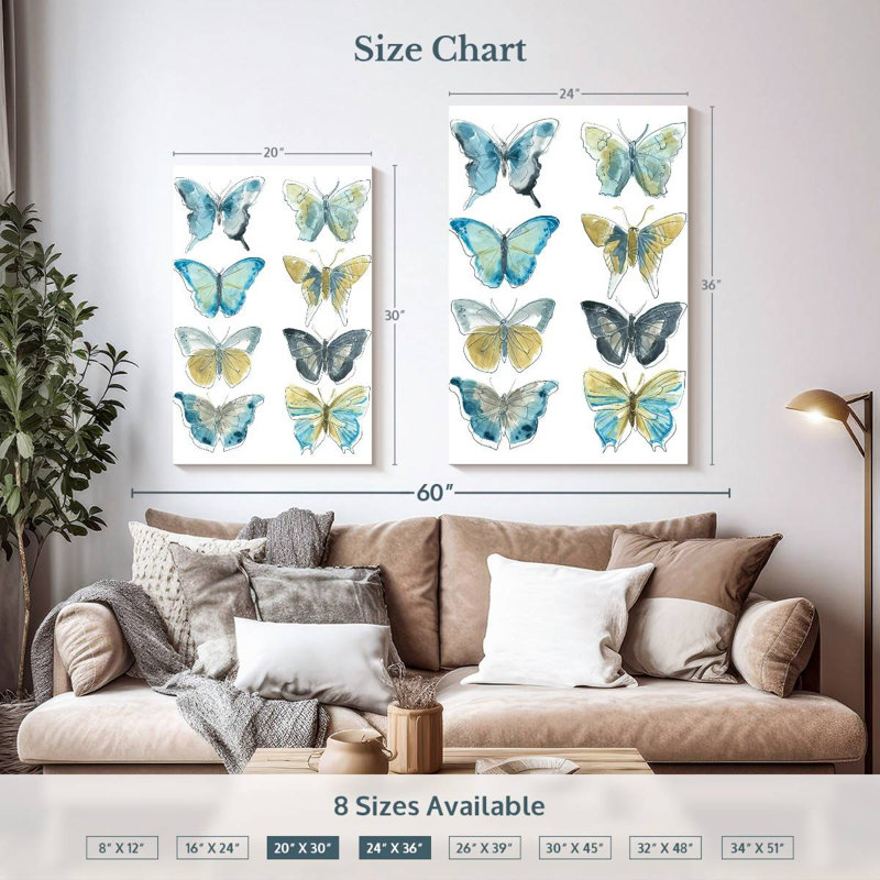 Brampt Butterfly Blues I, 36" H x 24" W