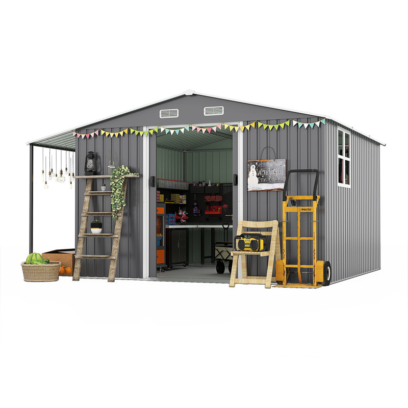 Remise de rangement extérieure 10 pi x 12 pi, Gris foncé