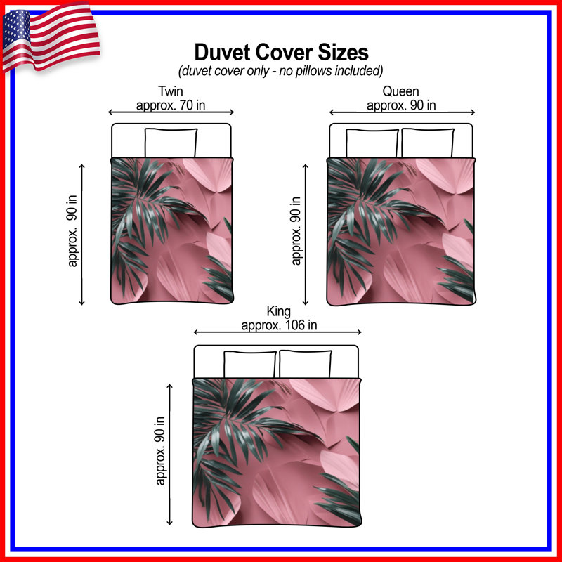 Housses de couette feuilles de palmier rose, Grand lit