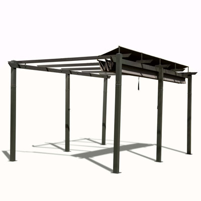11 X 16 FT Outdoor Living Outdoor Retractable Pergola With Weather-Resistant Canopy Aluminum Garden Pergola Patio Grill Gazebo For Courtyard