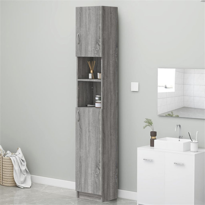 Campbellton vidaXL Bathroom Cabinet 32x25.5x190 cm Engineered Wood, Grey Sonoma
