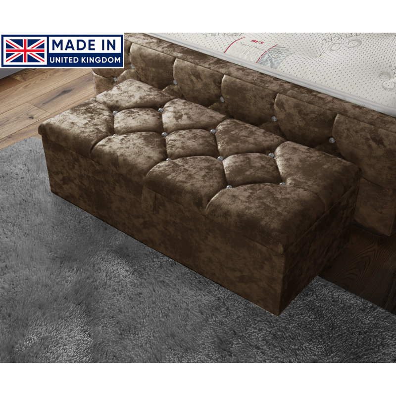 Alax 102cm Wide Rectangle Geometric Standard Ottoman with Storage, Truffle
