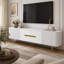 Meuble télé blanc de 78,6 pouces pour téléviseurs jusqu'à 85 pouces, console multimédia minimaliste avec 4 armoires de rangement