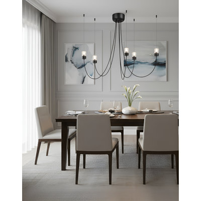 Lustre à 5 têtes noires à bras flexibles