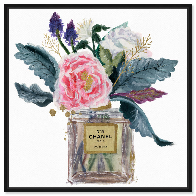 «Fashion and Glam» Eau de pivoine - Impression, H 20 po x l 20 po, Cadre noir