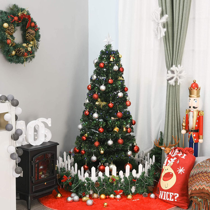 Lighted Artificial Fir Christmas Tree, 4.92ft H
