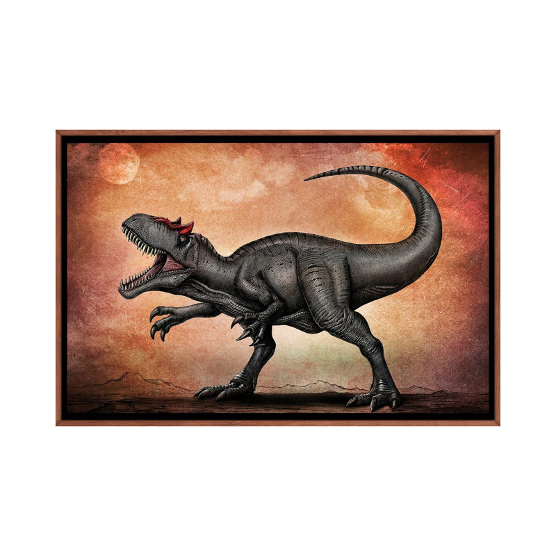 Allosaurus Dinosaur 1 Piece Single Picture Frame and Floater Frame Painting on Canvas, 66.04 cm H x 45.72 cm W