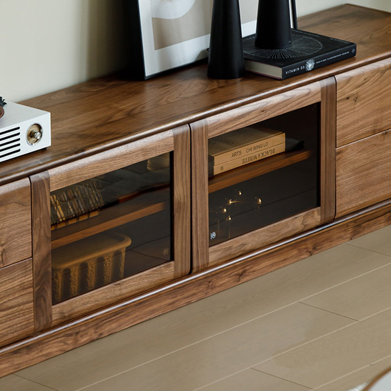 Meuble télé simple en bois massif de grande capacité, 94.49"