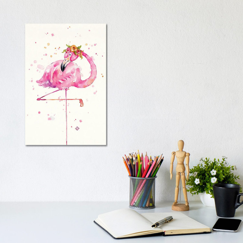 Sweet Flamingo 1 Piece Wrapped Canvas Painting, 30.48cm H x 20.32cm W x 1.91cm D