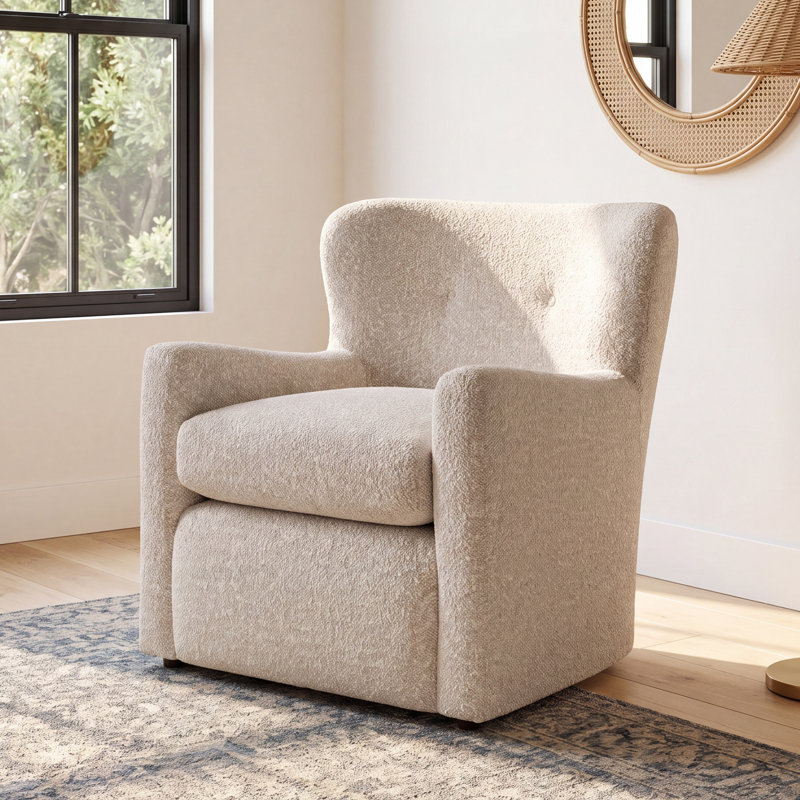 Bendigo Upholstered Wingback Chair, Ivory Boucle