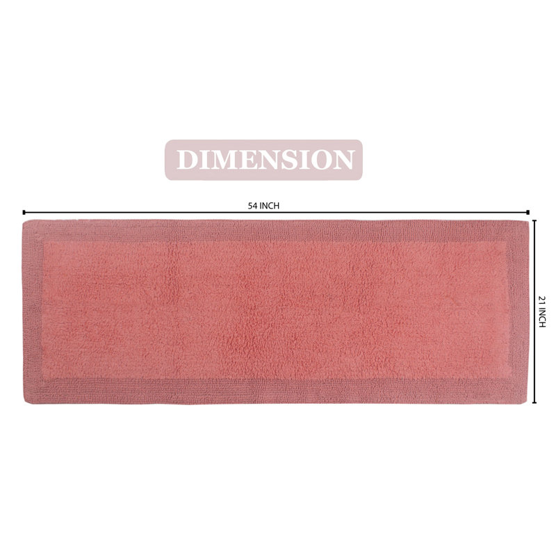 Bruss Luxury Solid Color Bath Rug Reversible, Coral, 21" W x 54" L