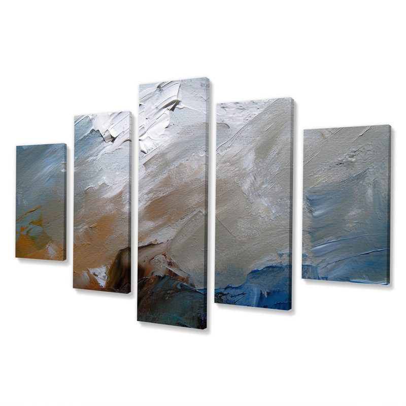 Blue Nova Evening Nostalgia, peinture abstraite III - décoration murale abstraite - 5 panneaux