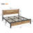 Rustic Brown King Platform Bed Frame with Wooden Headboard, Metal Legs, Under-Bed Storage, No Box Spring Needed, Easy Assembly