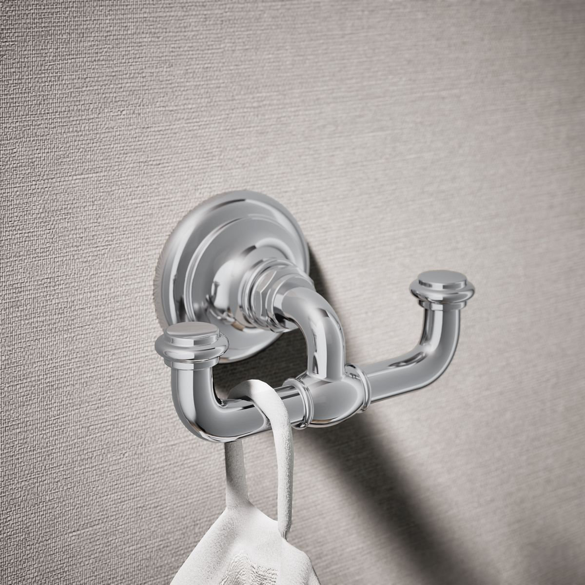 Artifacts Double Wall-Mounted Robe Hook, Polished Chrome