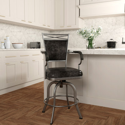 Kazuho Upholstered Metal Swivel Stool