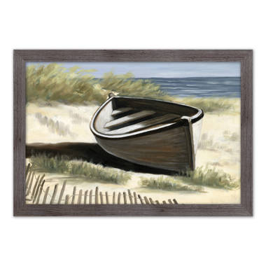Lonesome Boat Framed On Plastic / Acrylic Painting
