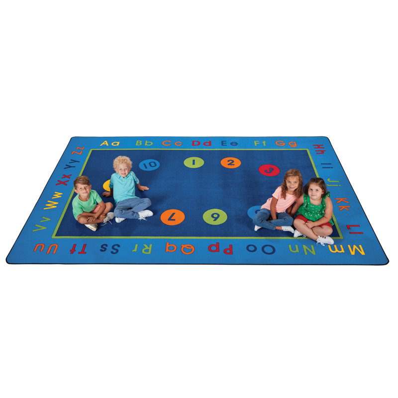 Tapis bleu pour salle de classe Basic Preschool Concepts, Rectangle de 6 pi x 9 pi