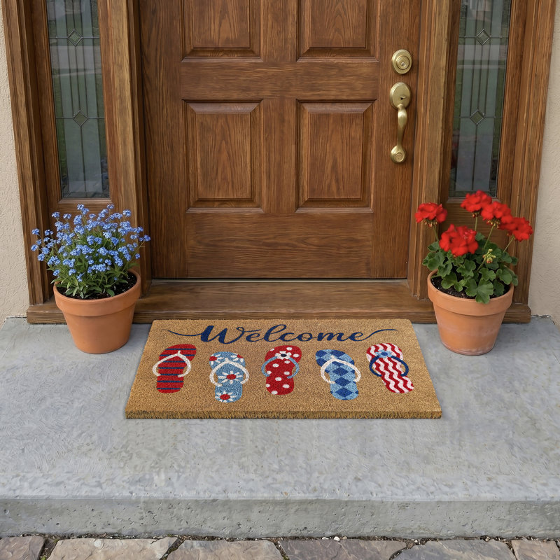 Summer Fun Non-Slip Printed Coir Door Mat - 18x30
