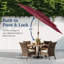  Parasol solaire à 3 niveaux à motif de grain de bois avec 24 lumières DEL inclinables - Bourgogne-121457161