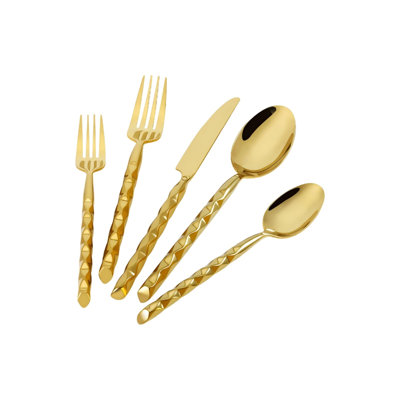 Gold 20-Piece Stainless Steel Spiral-shaped Flatware Set