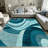 Teal and Grey Abstract Swirl carpet-easy to clean, machine-washable, soft and comfortable; suitable for door mats, kitchens, living rooms, bedrooms, corridors, and laundry areas. Easy to clean, durable carpet for home decoration.-56714304