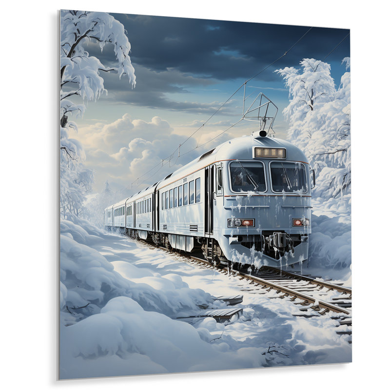 «Christmas Snow Train Journey IV - Train», art mural en métal, H 32 po x l 16 po x P 1 po