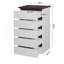 Commode 5 tiroirs pour chambre à coucher, commode à tiroirs moderne, commode avec rangement couleur blanc et noyer