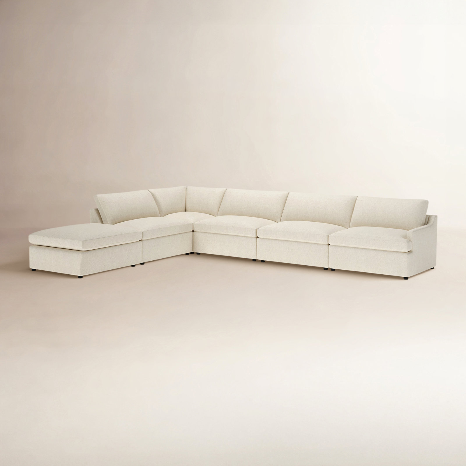 Essex 6-Piece Upholstered Modular Sectional, Left Hand Facing, John Sepia Performance Linen Blend