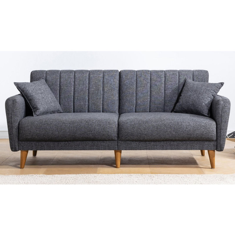 Modern 3-Seat Sofa Bed, Dark Grey Linen Upholstery, 80.7 x 33.5 x 33.5 inches | Hornbeam Wood & Metal Frame, 28 DNS Foam for Comfort | Scandinavian Design, Perfect for Living Room & Guest Rooms, Versatile & Stylish