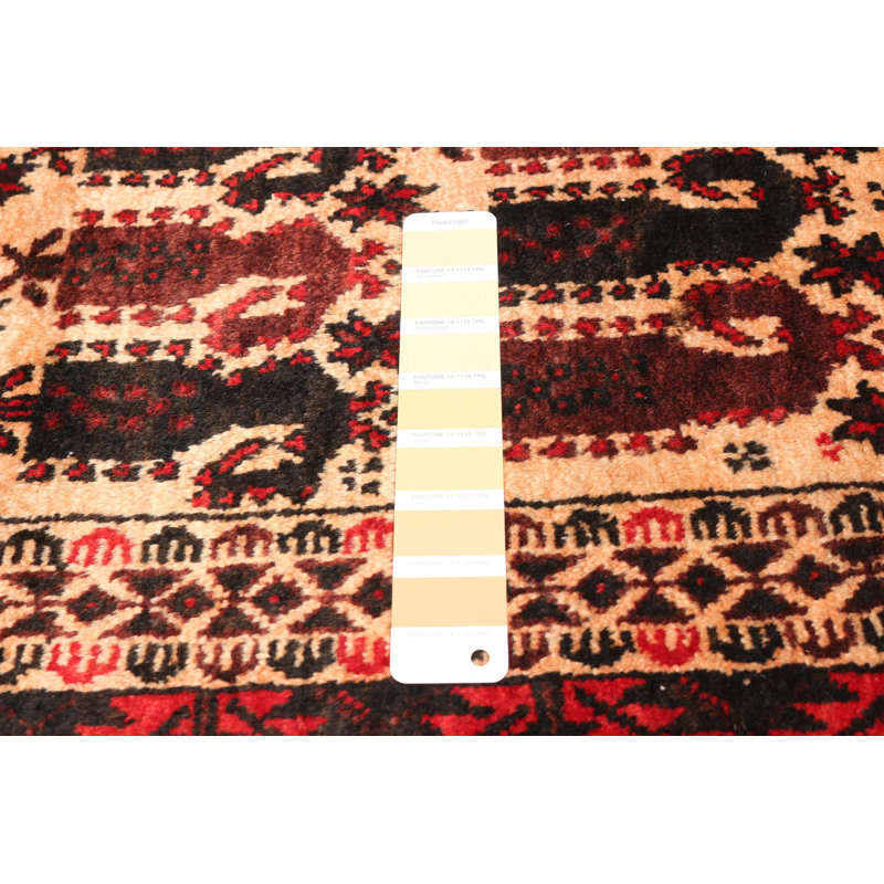 Tapis beige en laine noué à la main de conception unique 3 pi 1 po x 5 pi 11 po New Age