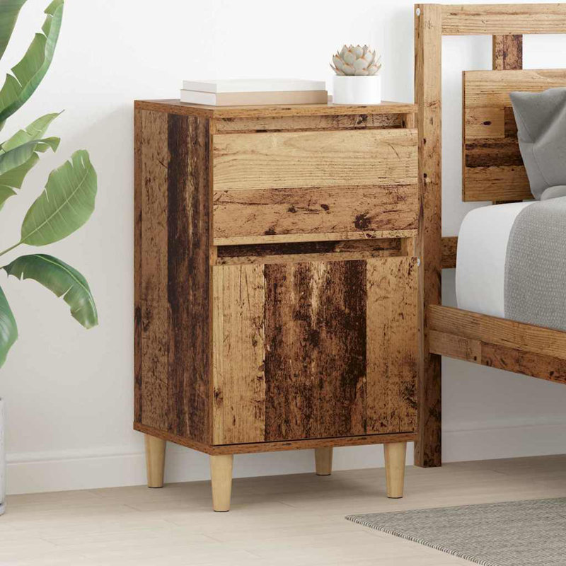 40cm W Manufactured Wood Bedside Table, Old Wood