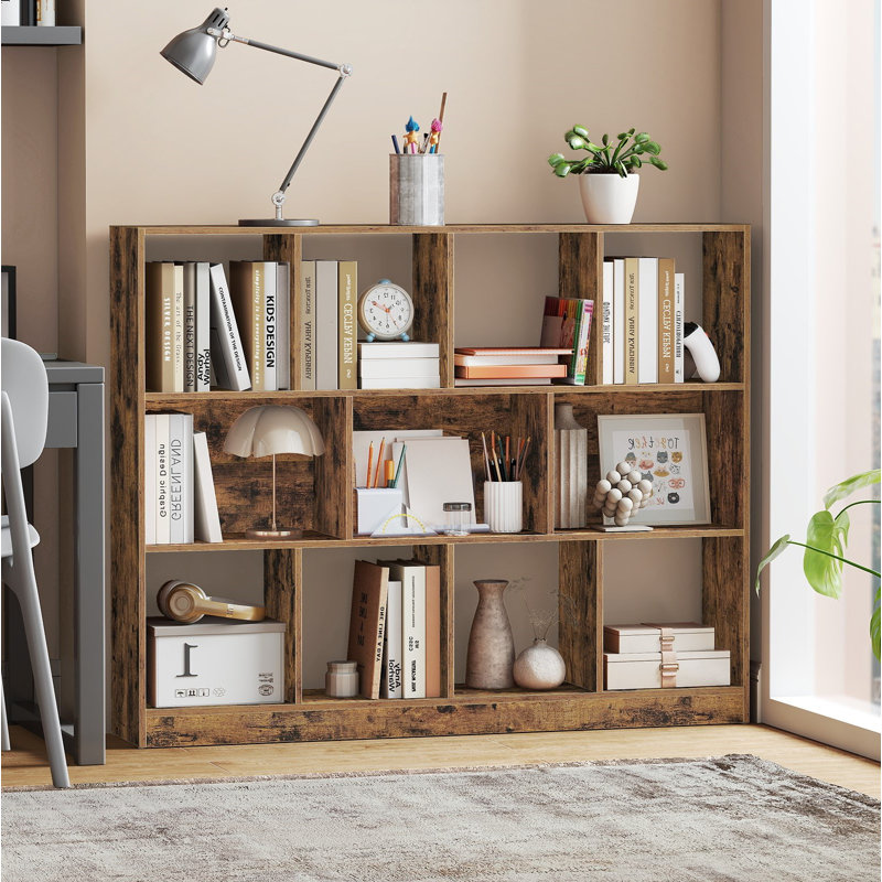 Bibliothèque à 3 niveaux, bibliothèque, étagère à livres, pour salon, bureau personnel, salle à manger, Brun