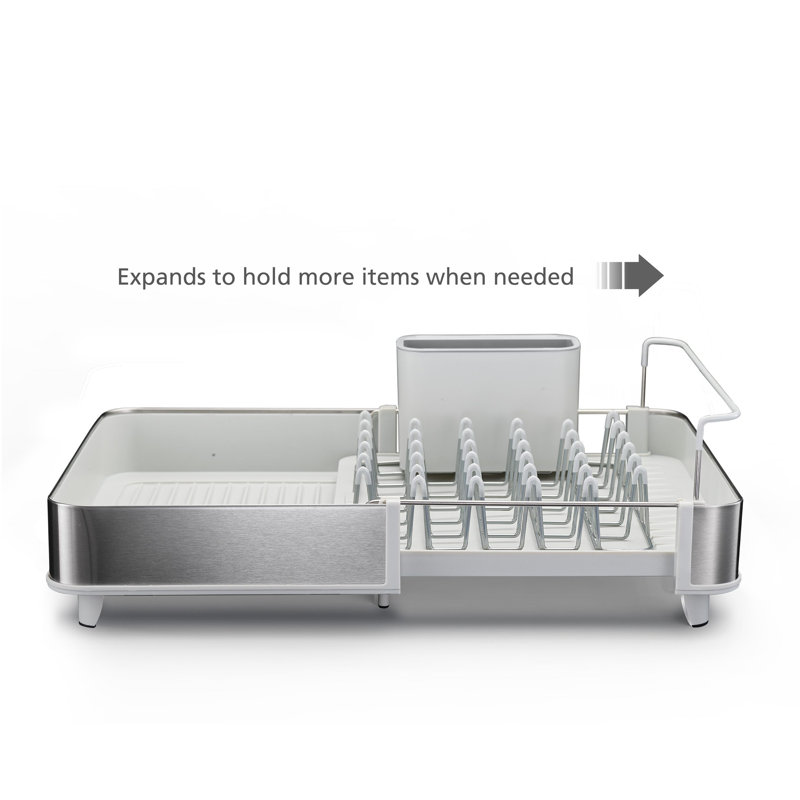 Stainless Steel Expandable Dish Rack with Utensil Cup