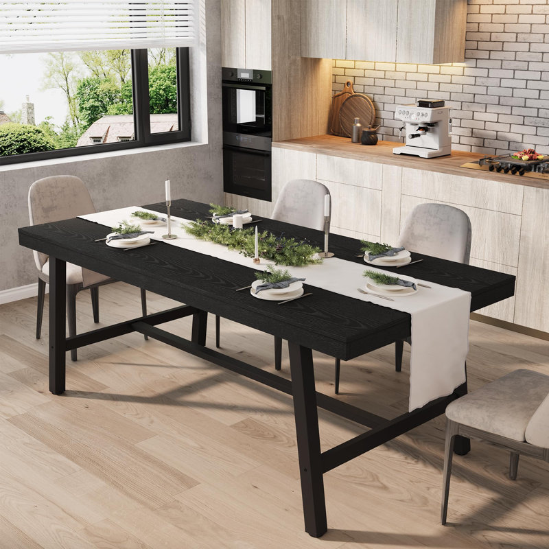 Table de salle à manger rectangulaire pour 6 à 8 personnes, table industrielle robuste et moderne, résistante à la chaleur