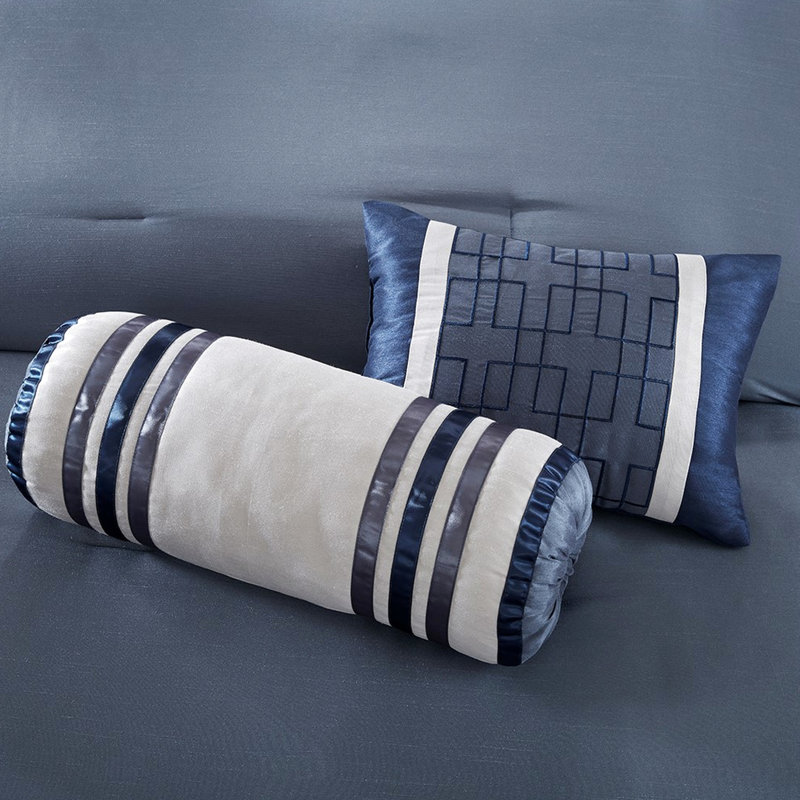 Bleu marine très grand - 7 pièces, 100%, des coussins décoratifs, ajoute une touche classique à votre chambre à coucher