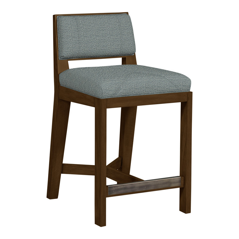 Scoville By Thom Filicia Upholstered Counter Stool with Solid Wood Frame, La Havane, Cobalt Tuck