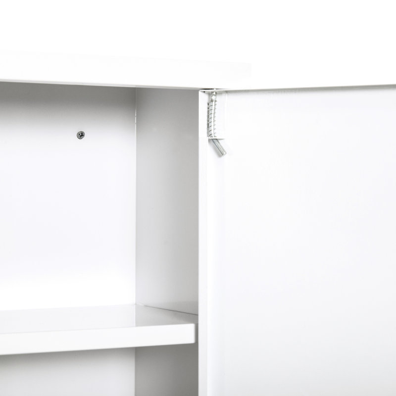 Armoire à pharmacie verrouillable à 3 niveaux pour cuisine - fixation murale, salle de bain en acier blanc