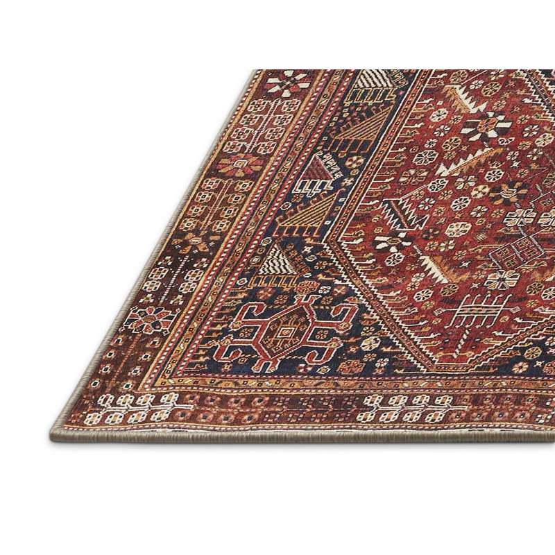 Tapis traditionnel rouge / noir, Rectangle 3 pi x 5 pi
