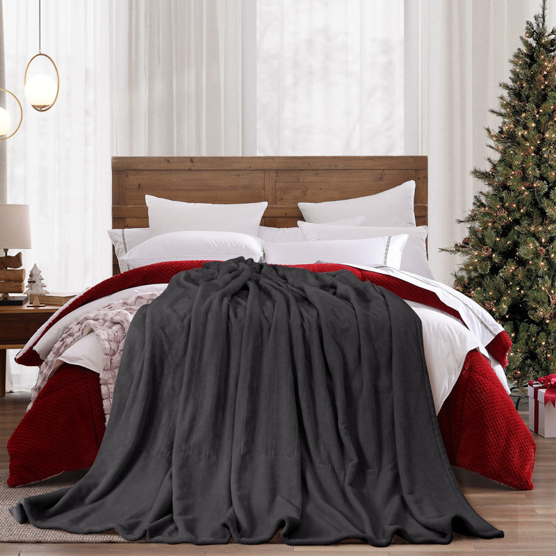 Couverture chauffante en flanelle SEALY, Gris, Double